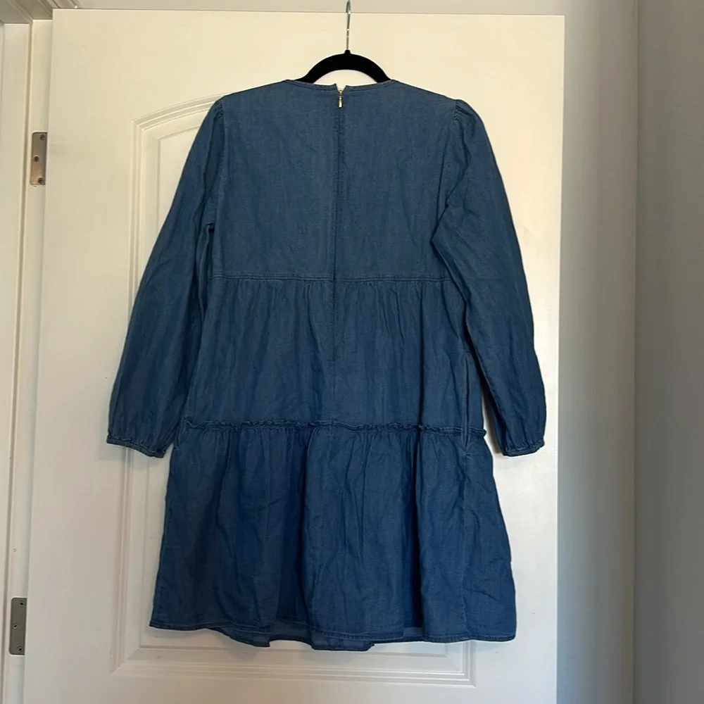 Draper James Tiered Chambray Dress - XS